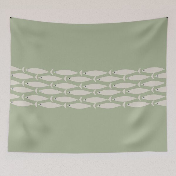 Item preview, Fish Stripe Minimalist Mid Century Modern Pattern in Sage Green designed and sold by kierkegaard.