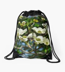 White Blossoms Drawstring Bag
