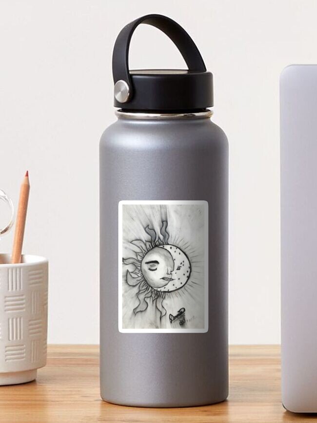Thumbnail 1 of 3, Sticker, Serene Sun & Moon designed and sold by d33universe.