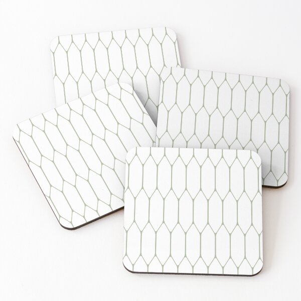 Item preview, Long Honeycomb Minimalist Geometric Pattern in Sage Green and White designed and sold by kierkegaard.