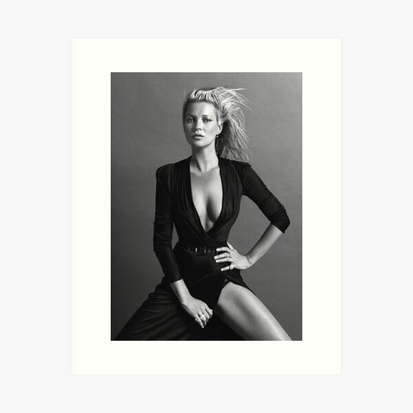 Item preview, Kate Moss Wearing Black Dress, Black and White Wall Art designed and sold by modernretro.