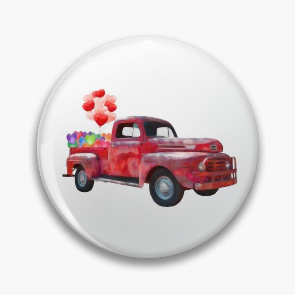 Item preview, Valentines Day Red Painted Vintage Truck with Love Heart and Balloons, Sticker T-Shirt Laptop Water Bottle designed and sold by StickerArtwork.