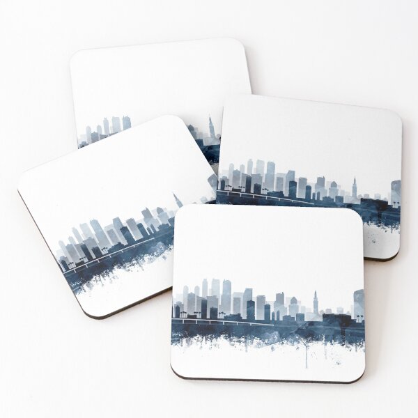 Item preview, Miami Skyline Watercolor Navy Blue by Zouzounio Art designed and sold by zouzounioart.