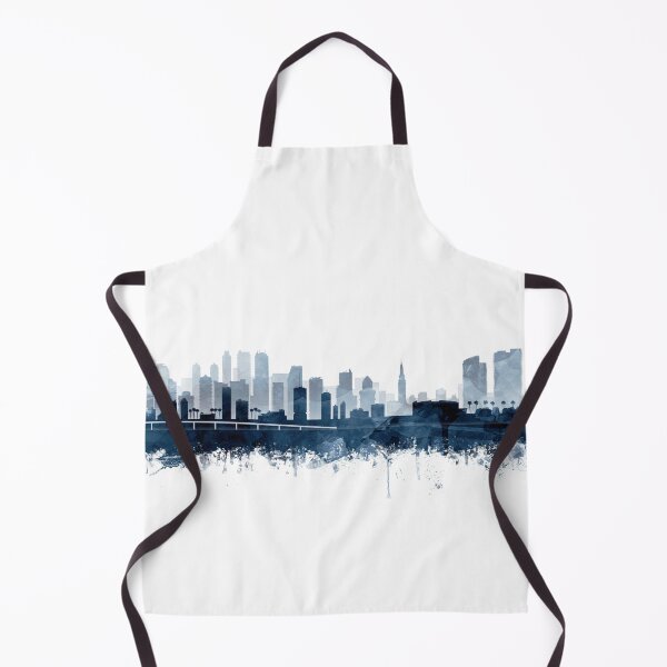 Item preview, Miami Skyline Watercolor Navy Blue by Zouzounio Art designed and sold by zouzounioart.