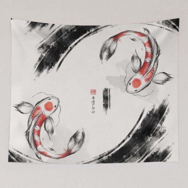 Item preview, Good Luck And Peace Koi Japanese Ink designed and sold by Ruby-Art.