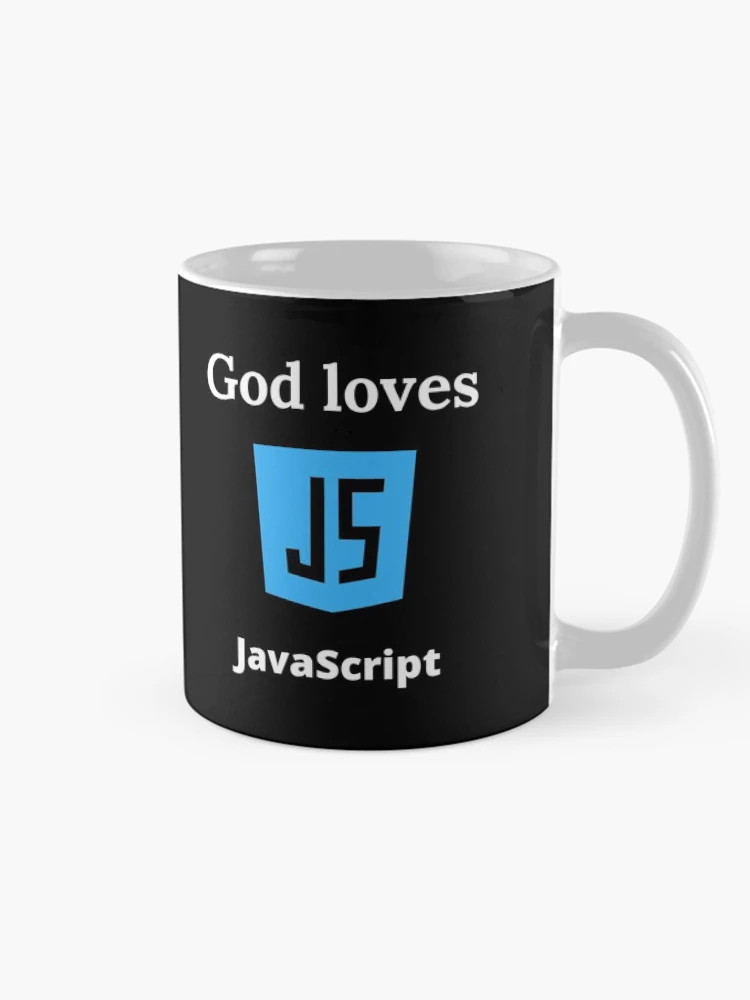 Imagen 3 de 6, Taza de café con la obra Dios ama JavaScript, diseñada y vendida por ChristianCoding.