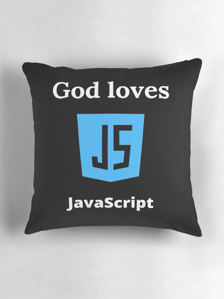 Thumbnail 3 of 4, Pillow, God Loves JavaScript designed and sold by ChristianCoding.