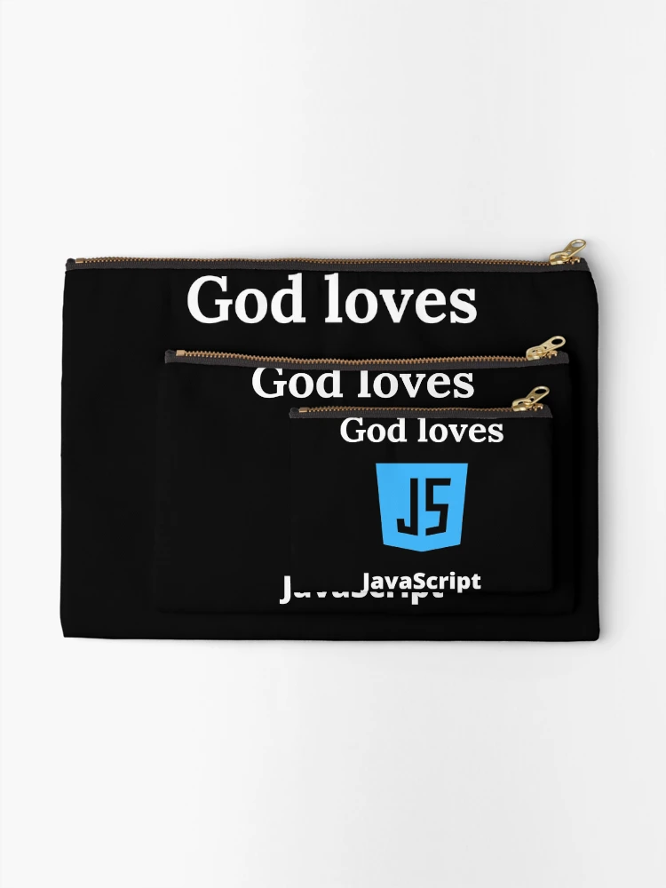 Thumbnail 2 of 4, Zipper Pouch, God Loves JavaScript designed and sold by ChristianCoding.