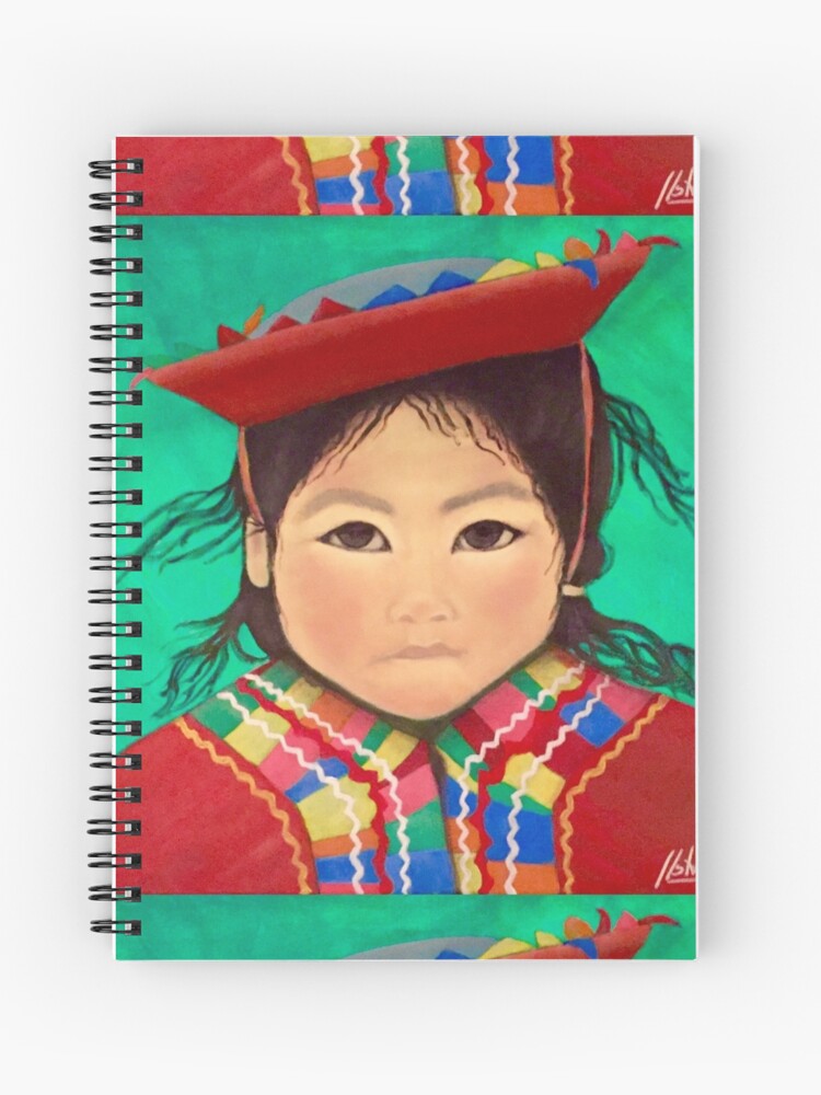 Cuaderno De Espiral Una Nina Cholita Peruana Tecnica Acrilico Sobre Lienzo De Castrovalle Redbubble