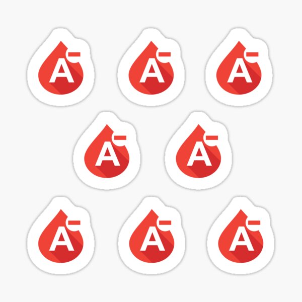 Item preview,  Blood Types Drops Sticker Pack - A Negative designed and sold by Zerasu.