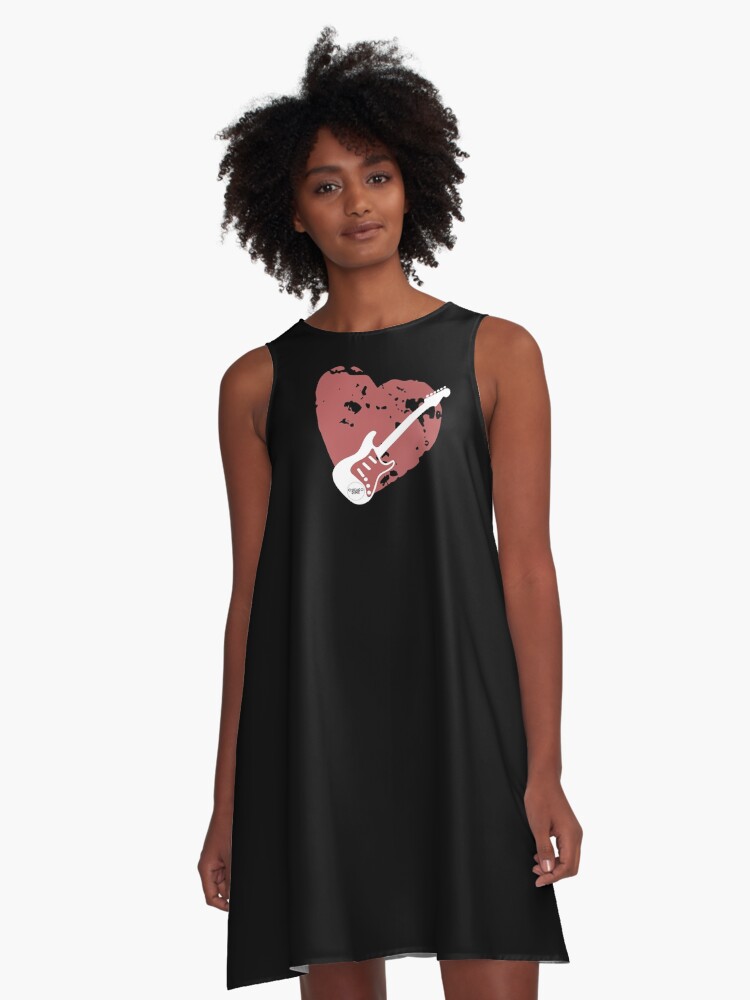 Thumbnail 1 of 4, A-Line Dress, I Heart Guitar designed and sold by geeandtee1.
