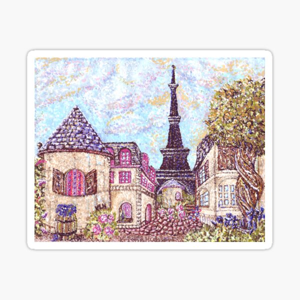 Item preview, Paris Eiffel Tower inspired pointillism landscape by Kristie Hubler designed and sold by kristiehubler.