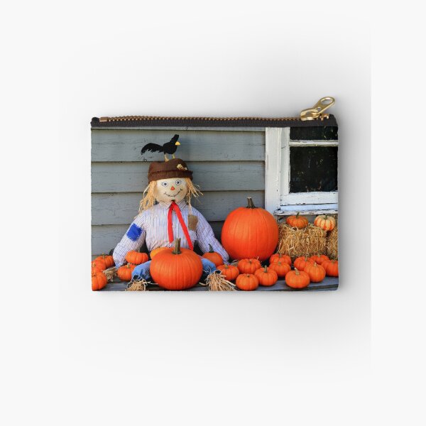Item preview, Scarecrow, orange pumpkins, black bird Thanksgiving symbols designed and sold by AlexIPhotograph.