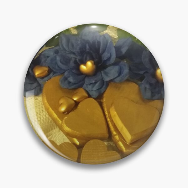 Item preview, Blue flowers and gold hearts Valentines for him REH Art, MsRose123 designed and sold by MsRose123.