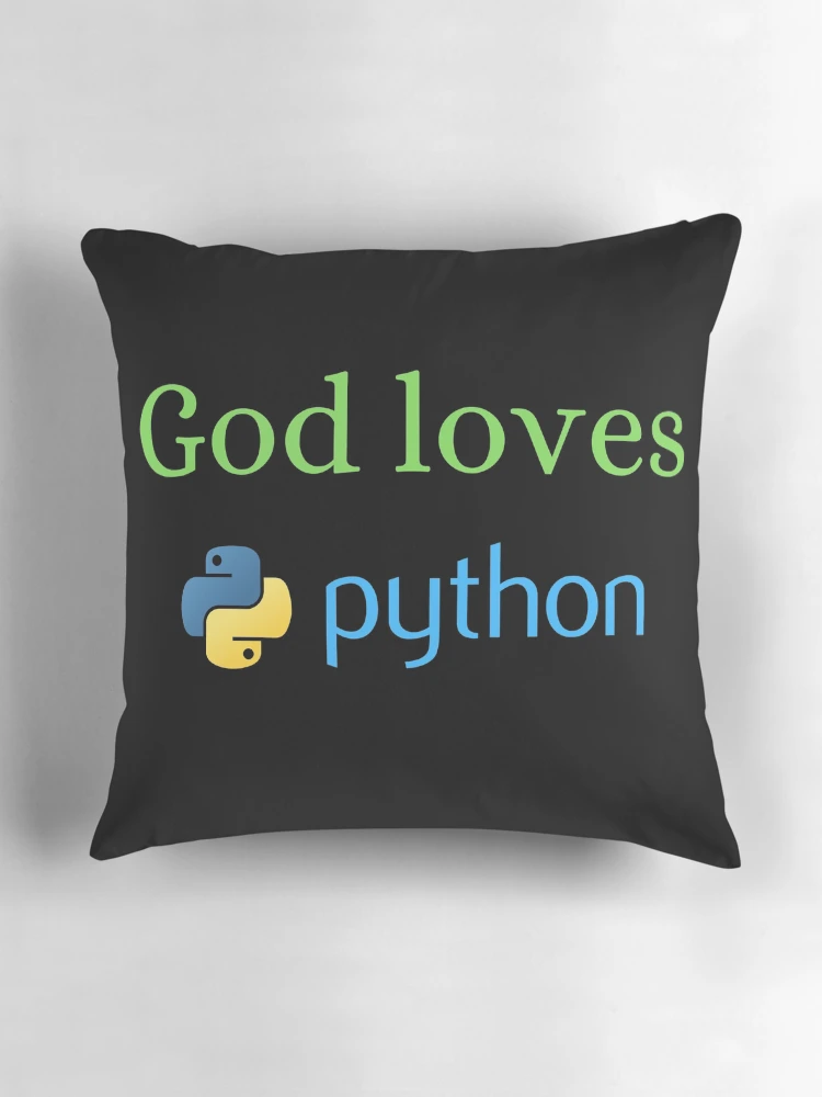 Thumbnail 3 of 4, Pillow, God Loves Python designed and sold by ChristianCoding.