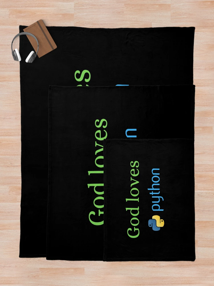 Aperçu 5 sur 6. Plaid avec l'œuvre Dieu aime Python créée et vendue par ChristianCoding.