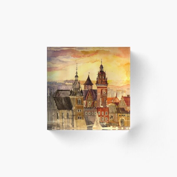 Polish artist Maja Wronska brings back watercolor sketches from her travels - Architecture Paintings Acrylic Block