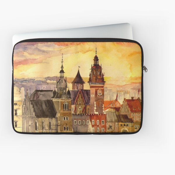 Polish artist Maja Wronska brings back watercolor sketches from her travels - Architecture Paintings Laptop Sleeve