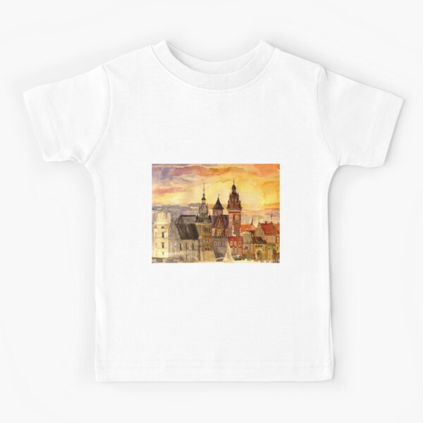 Polish artist Maja Wronska brings back watercolor sketches from her travels - Architecture Paintings Kids T-Shirt