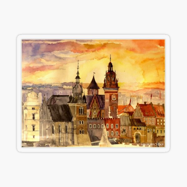 Polish artist Maja Wronska brings back watercolor sketches from her travels - Architecture Paintings Transparent Sticker