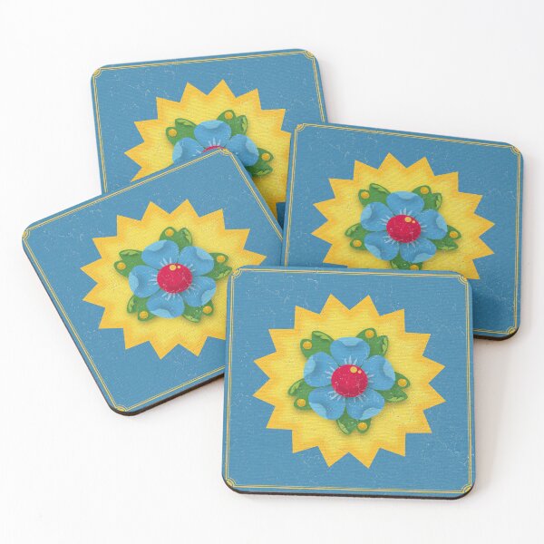 Item preview, Fileteado Filete Porteño Buenos Aires Street Art Style Vintage Sun and Blue Flower designed and sold by infinitetango.