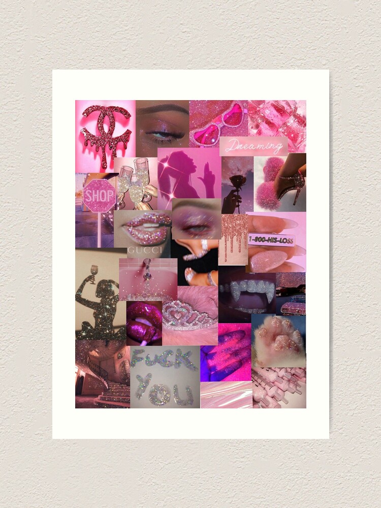 "Pink Glitter Aesthetic Collage" Art Print for Sale by Cara05 Redbubble
