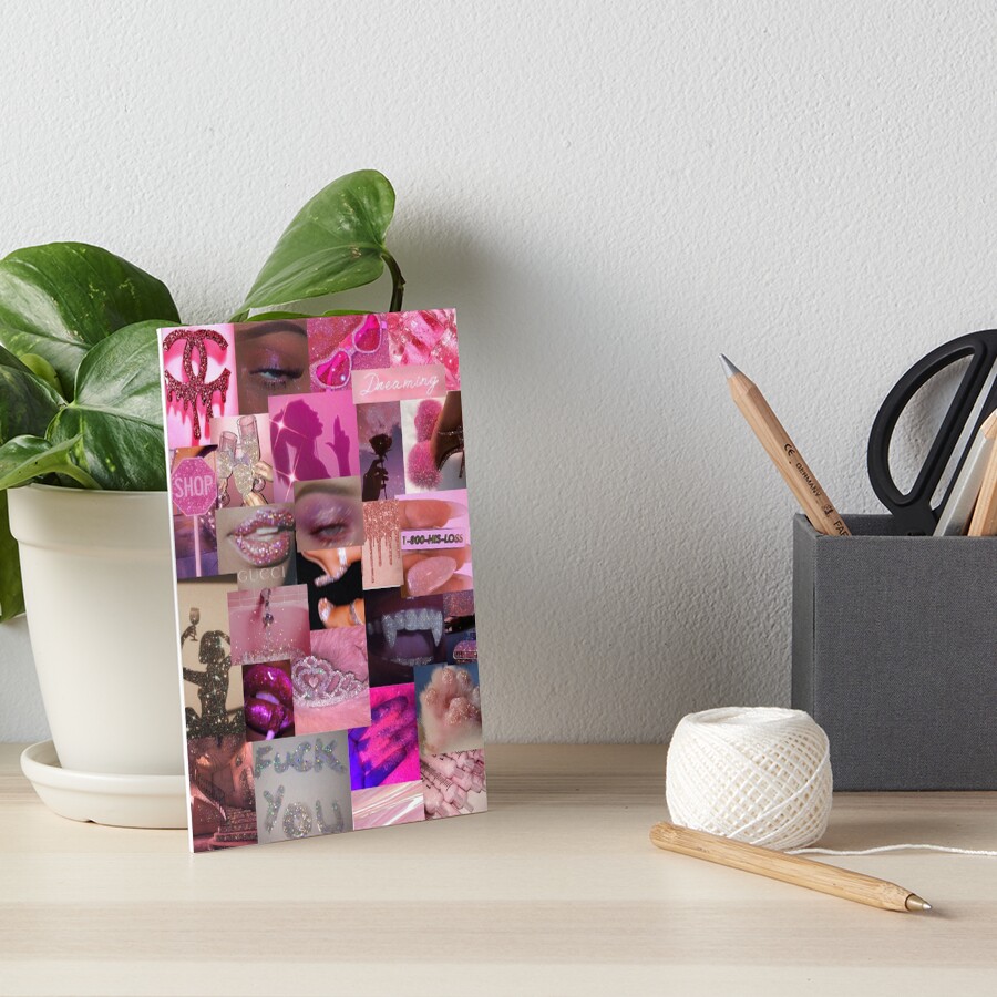 "Pink Glitter Aesthetic Collage" Art Board Print by Cara05 Redbubble