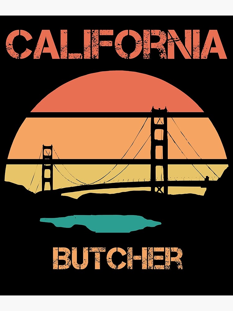 Disover California Butcher Golden Gate Bridge Sunset Premium Matte Vertical Poster