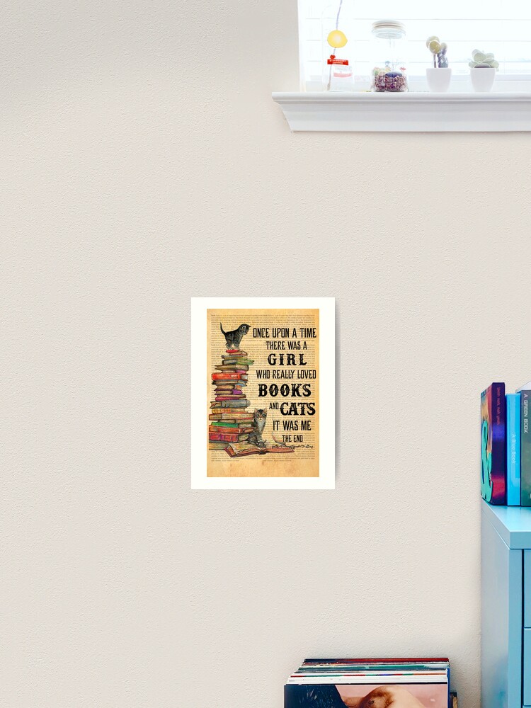 Thumbnail 2 of 3, Art Print, Once Upon A Time There Was A Girl Who Really Loved Books And Cat designed and sold by Akubar.