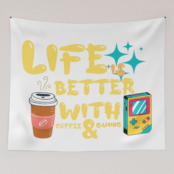 Item preview, Life Is Better With Coffee And Gaming Yellow designed and sold by Xrizen  Designs.