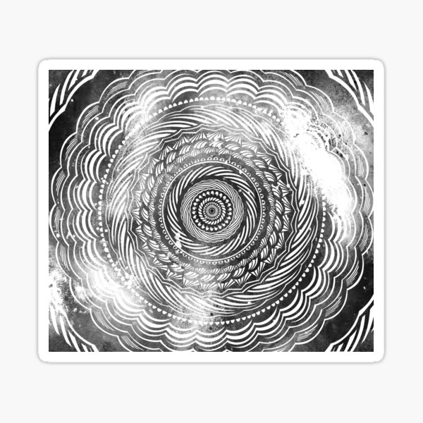 Modern Mandala Design Pattern Spiral Galaxy Space Textured Multi Colored / Black and White Gray Scale Sticker