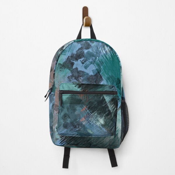 Item preview, Modern Teal Blue Green Violet Black Brush Strokes Art Pattern designed and sold by LC Graphic Design Studio.