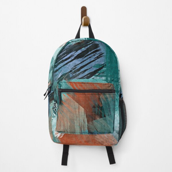 Item preview, Modern Teal Blue Mint Green Orange Brush Strokes Art Pattern designed and sold by LC Graphic Design Studio.