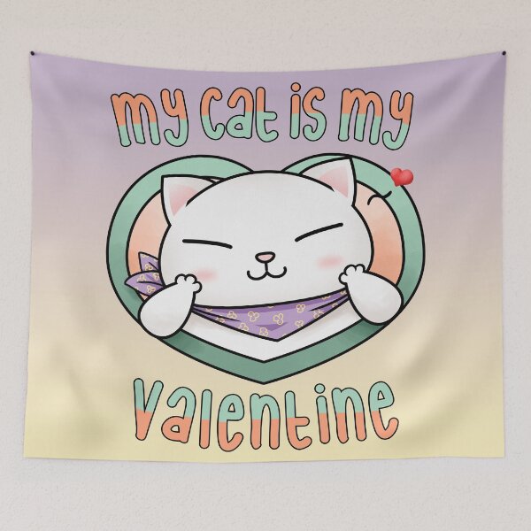 Item preview, My Cat is My Valentine White Cat designed and sold by Takeda-art.