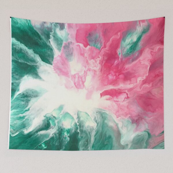 Item preview, Pink Iris with Emerald Green Abstract  designed and sold by InalterataArt.