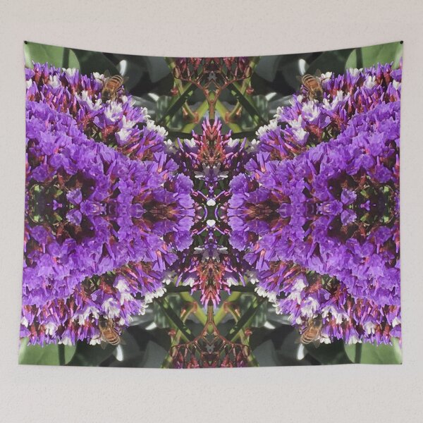 Item preview, Botanical, Divine - Summertime Honey Bees in Purple and Mauve Flower Fusion designed and sold by RoseAromas.