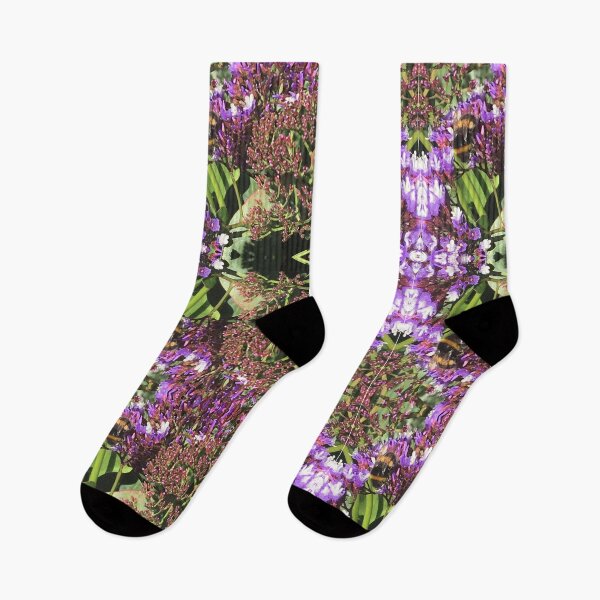 Item preview, Botanical, Divine - Summertime Bumblebees in Purple and Mauve Flower Fusion designed and sold by RoseAromas.