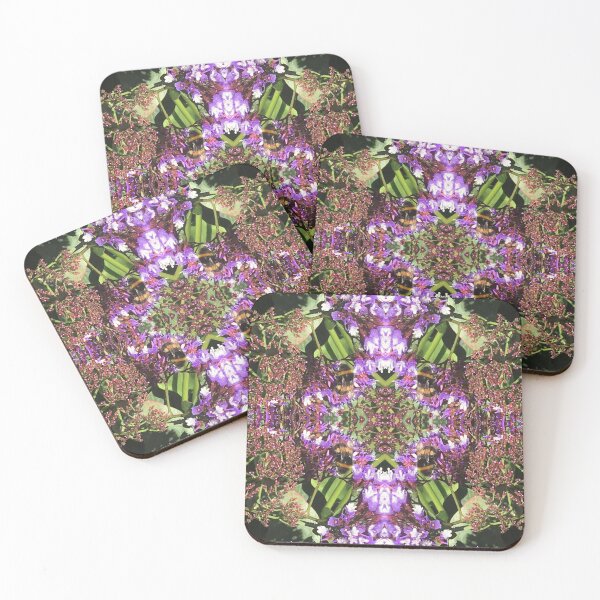 Item preview, Botanical, Divine - Summertime Bumblebees in Purple and Mauve Flower Fusion designed and sold by RoseAromas.