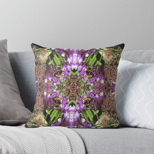 Item preview, Botanical, Divine - Summertime Bumblebees in Purple and Mauve Flower Fusion designed and sold by RoseAromas.