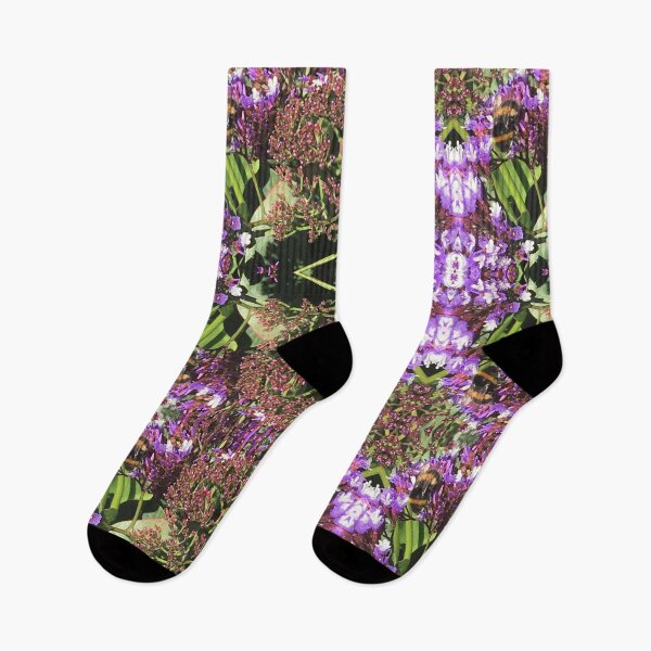 Item preview, Botanical, Divine - Summertime Bumblebees in Purple and Mauve Flower Fusion designed and sold by RoseAromas.