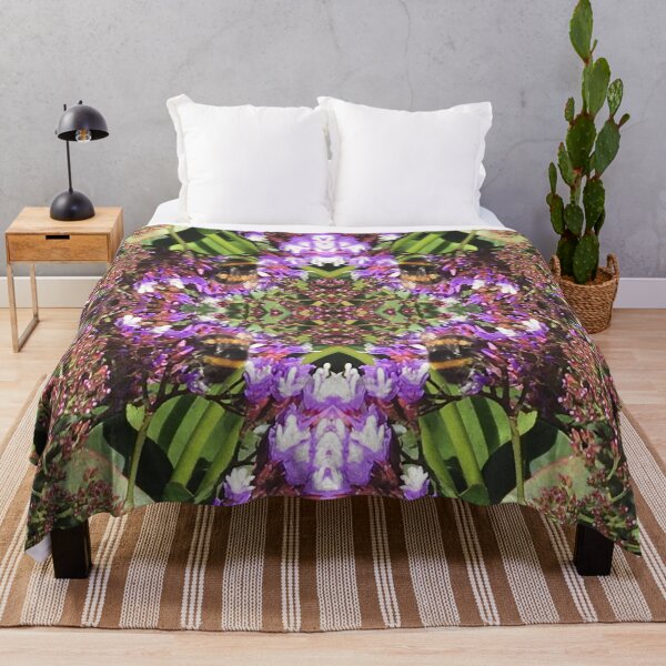 Item preview, Botanical, Divine - Summertime Bumblebees in Purple and Mauve Flower Fusion designed and sold by RoseAromas.