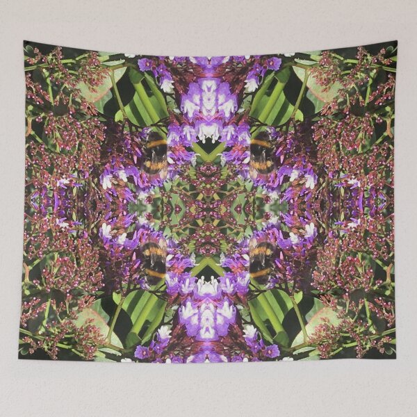 Item preview, Botanical, Divine - Summertime Bumblebees in Purple and Mauve Flower Fusion designed and sold by RoseAromas.
