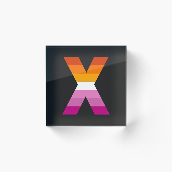 Item preview, lesbian pride flag (orange and pink) / letter X designed and sold by kassanderplus.