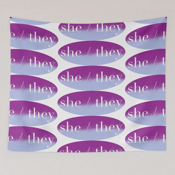 Item preview, She/They Purple Pronoun Oval designed and sold by irlecates.