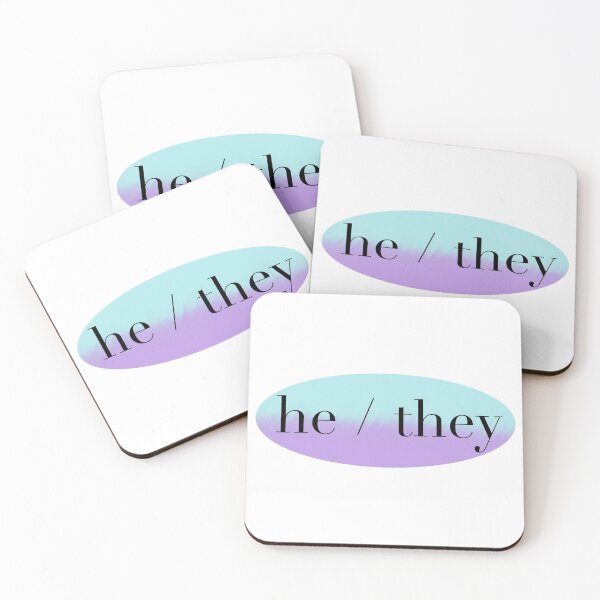 Item preview, He/They Purple and Blue Pronoun Oval designed and sold by irlecates.
