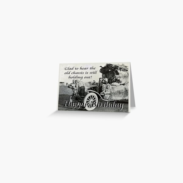 Carte De Vœux Voiture 1930 Vintage Joyeux Anniversaire Humour Photo Noir Et Blanc Par Gableend Redbubble