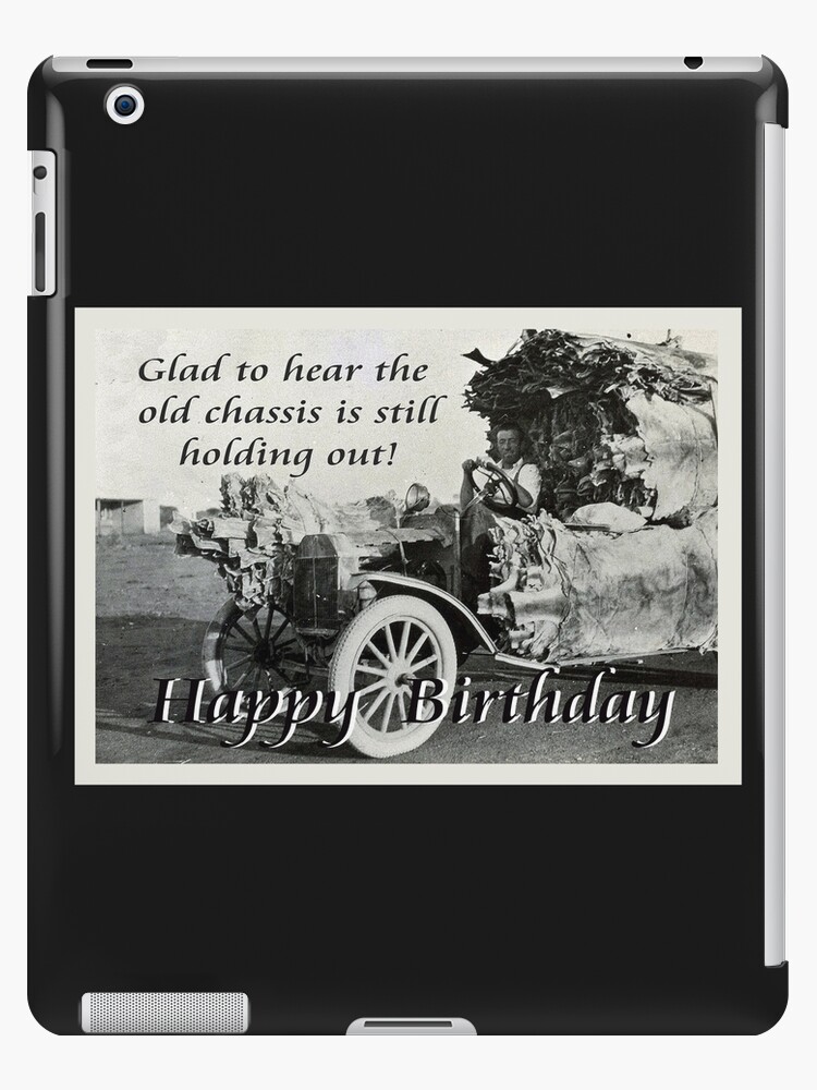 Coque Et Skin Adhesive Ipad Chassis Vintage Avec Des Peaux De Kangourou Joyeux Anniversaire Humour Par Gableend Redbubble