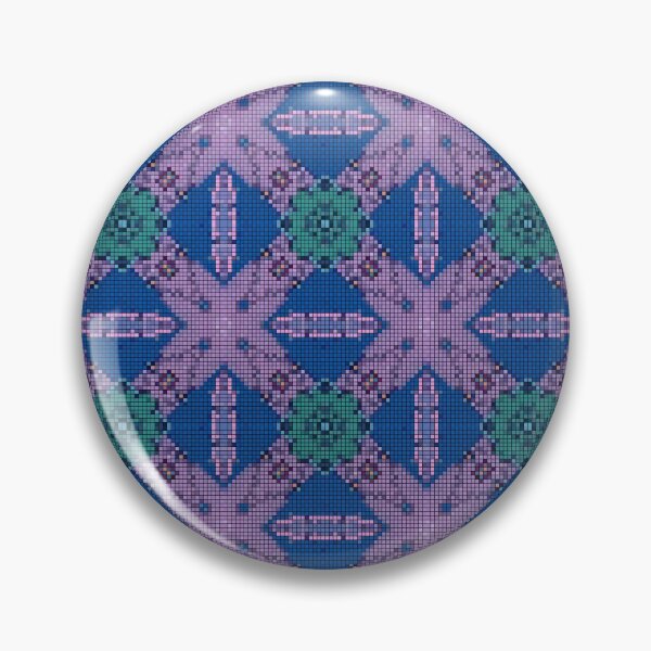 Item preview, Flower Blossom Vinr Pink Blue Aqua Pixel Pattern designed and sold by IPattern.