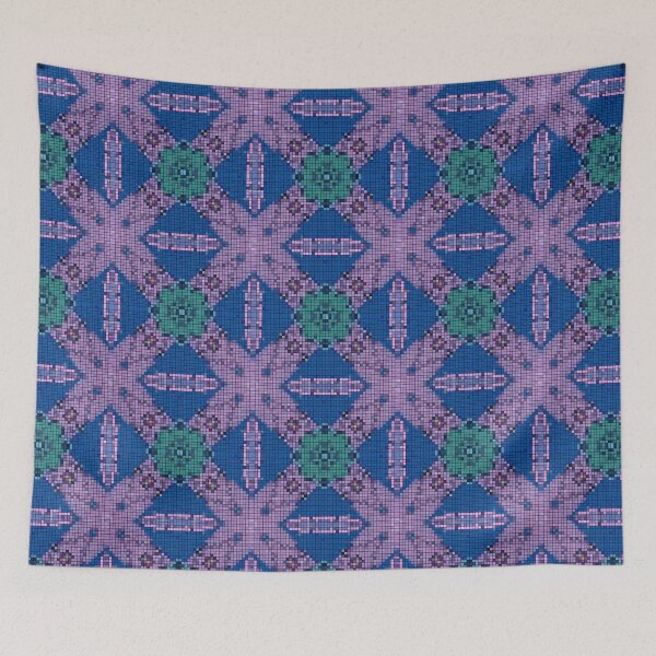 Item preview, Flower Blossom Vinr Pink Blue Aqua Pixel Pattern designed and sold by IPattern.