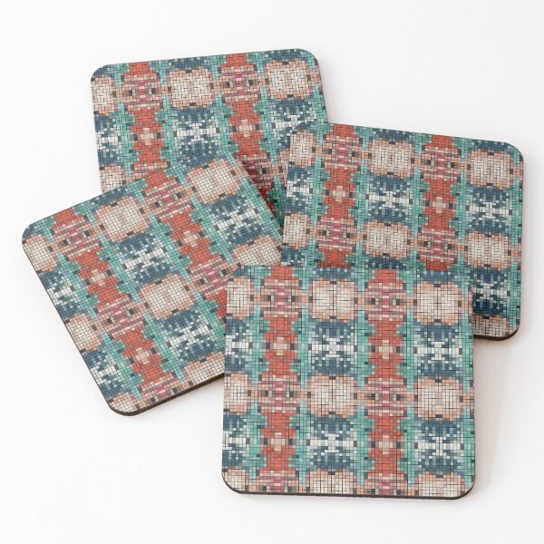 Item preview, Chinese Sea Dragon Octopus Temple Wave Pixel Pattern designed and sold by IPattern.